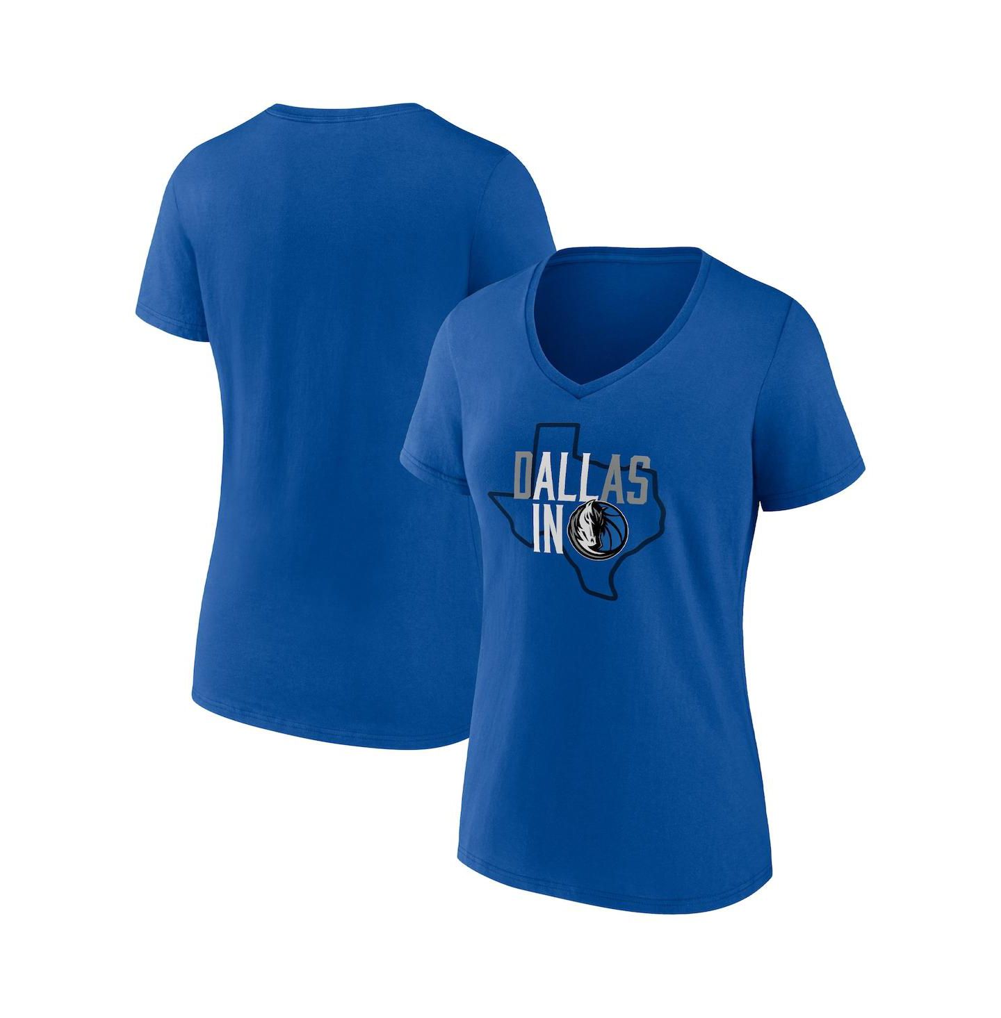 Женская футболка Fanatics Blue Dallas Mavericks Hometown Collection All In V-Neck — фото 2