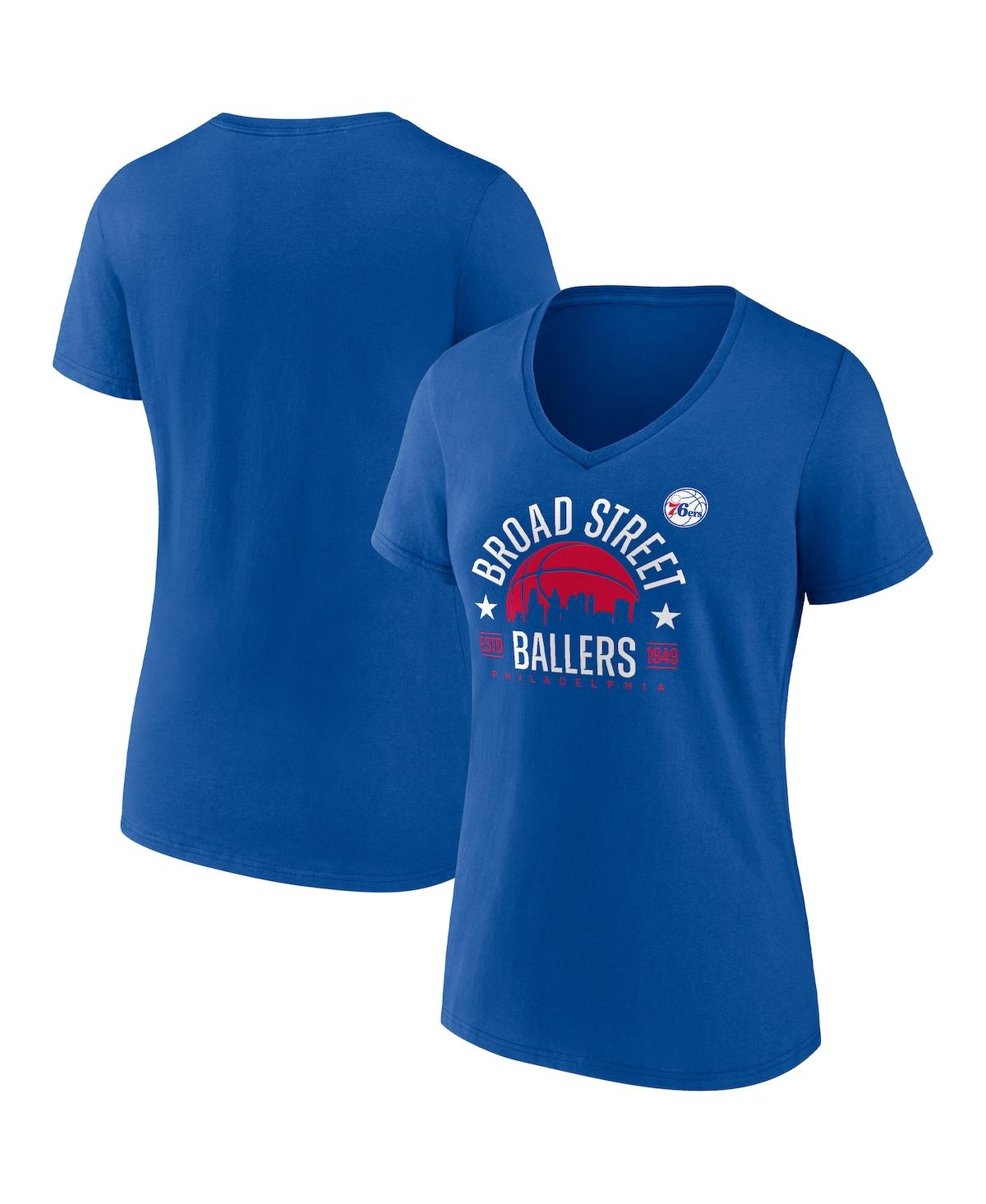 Fanatics Women's  Royal Philadelphia 76ers Hometown Collection Broad Street Ballers V-neck T-shirt