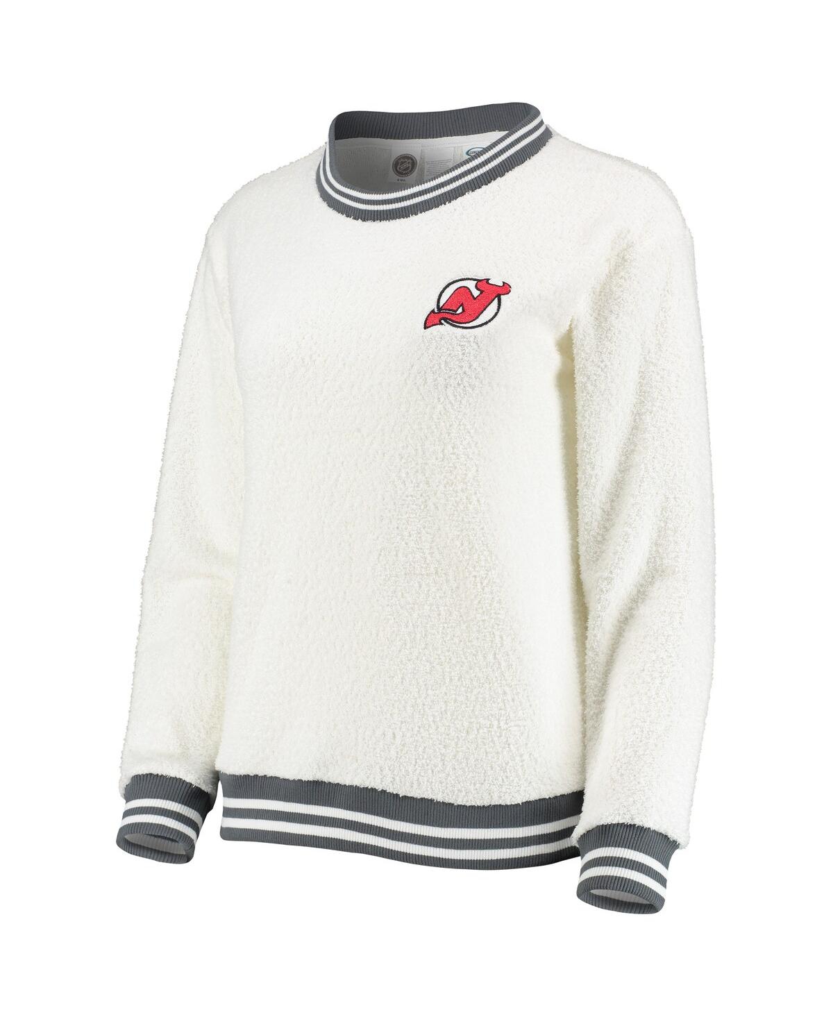 Women's Concepts Sportand Charcoal New Jersey Devils Granite Sherpa Pullover Sweatshirt - Cream, Charcoal