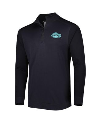 Men's Black Los Angeles Lakers Nano Engineered Knit Fabric Quarter-Zip Jacket