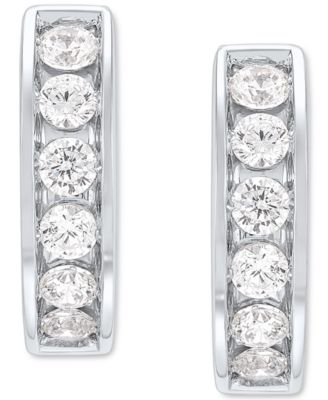 Men's Lab Grown Diamond Small Huggie Hoop Earrings (1/2 ct. t.w.) in 10 White Gold, 1/2"