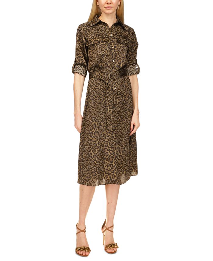 Michael Kors Women's Cheetah-Print Midi Utility Dress - Macy's