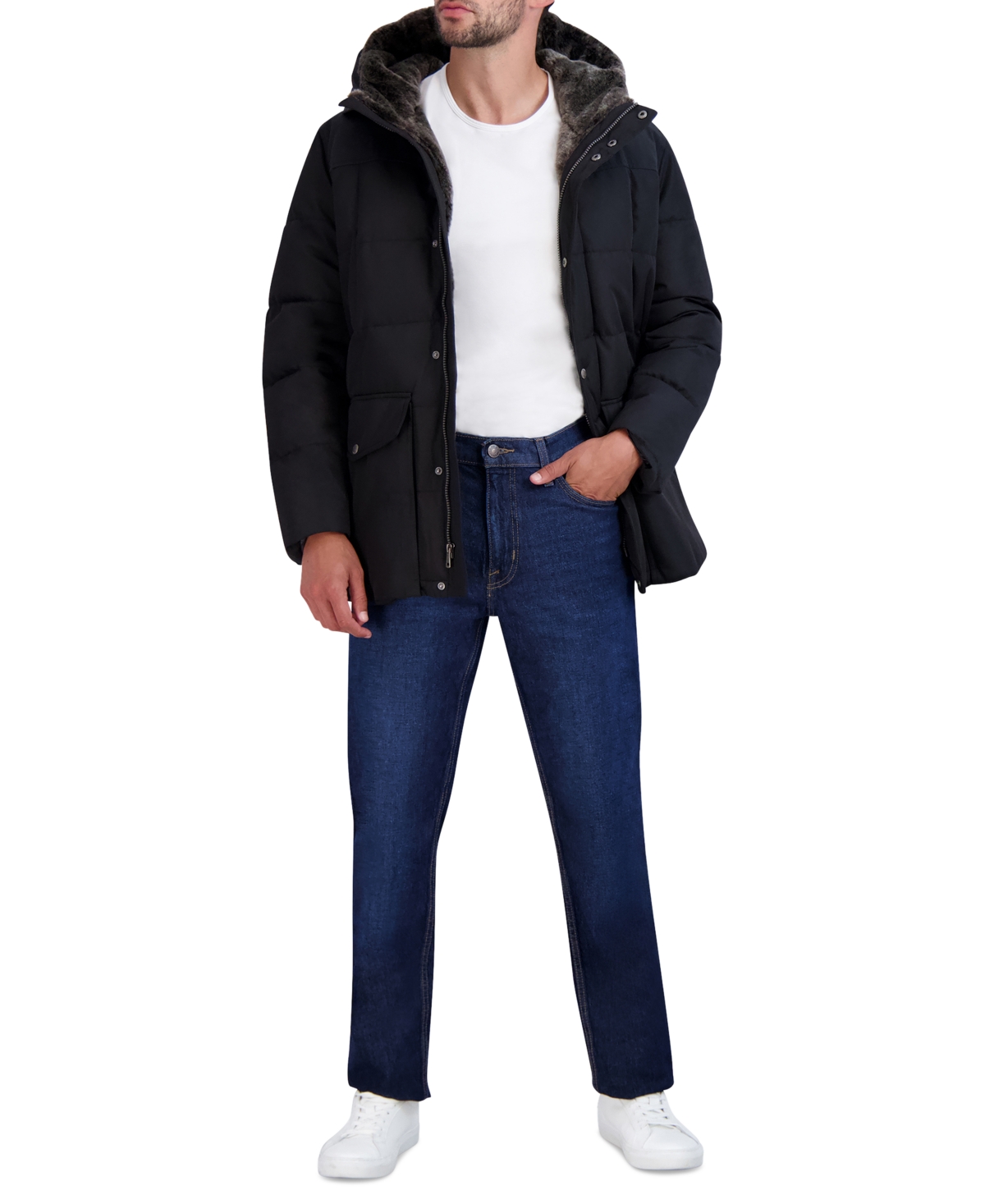 Cole Haan Men's Parka with Fleece-Lined Hood