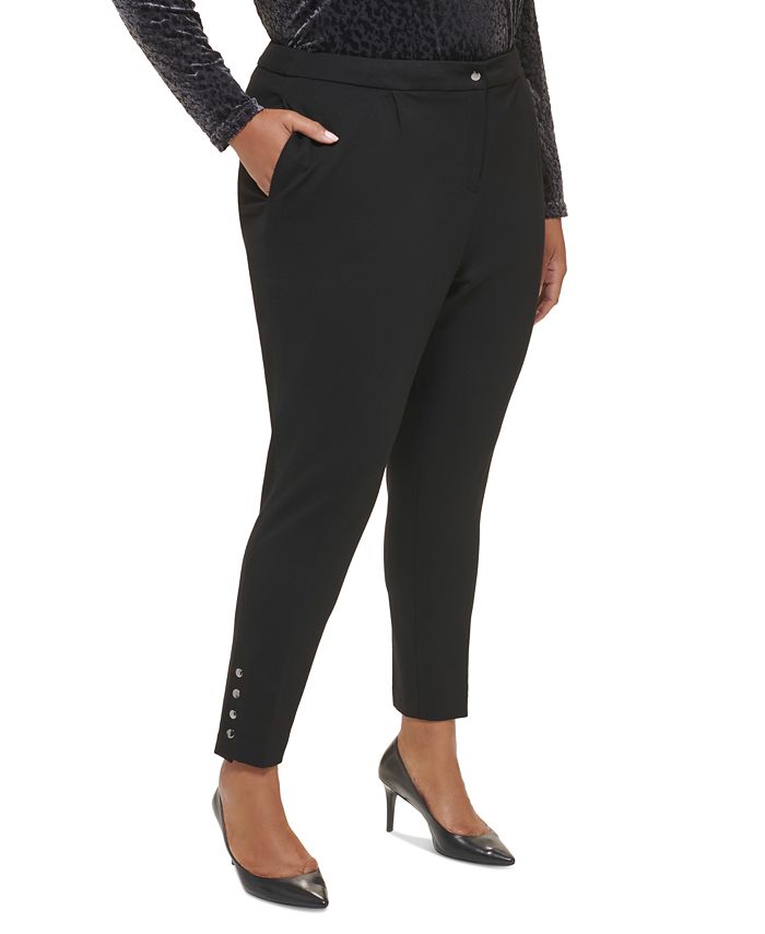 Calvin Klein Plus Size Ponte Pleated SlimLeg Pants Macy's