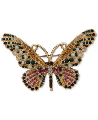 Anne Klein - Gold-Tone Multicolor Crystal Butterfly Pin