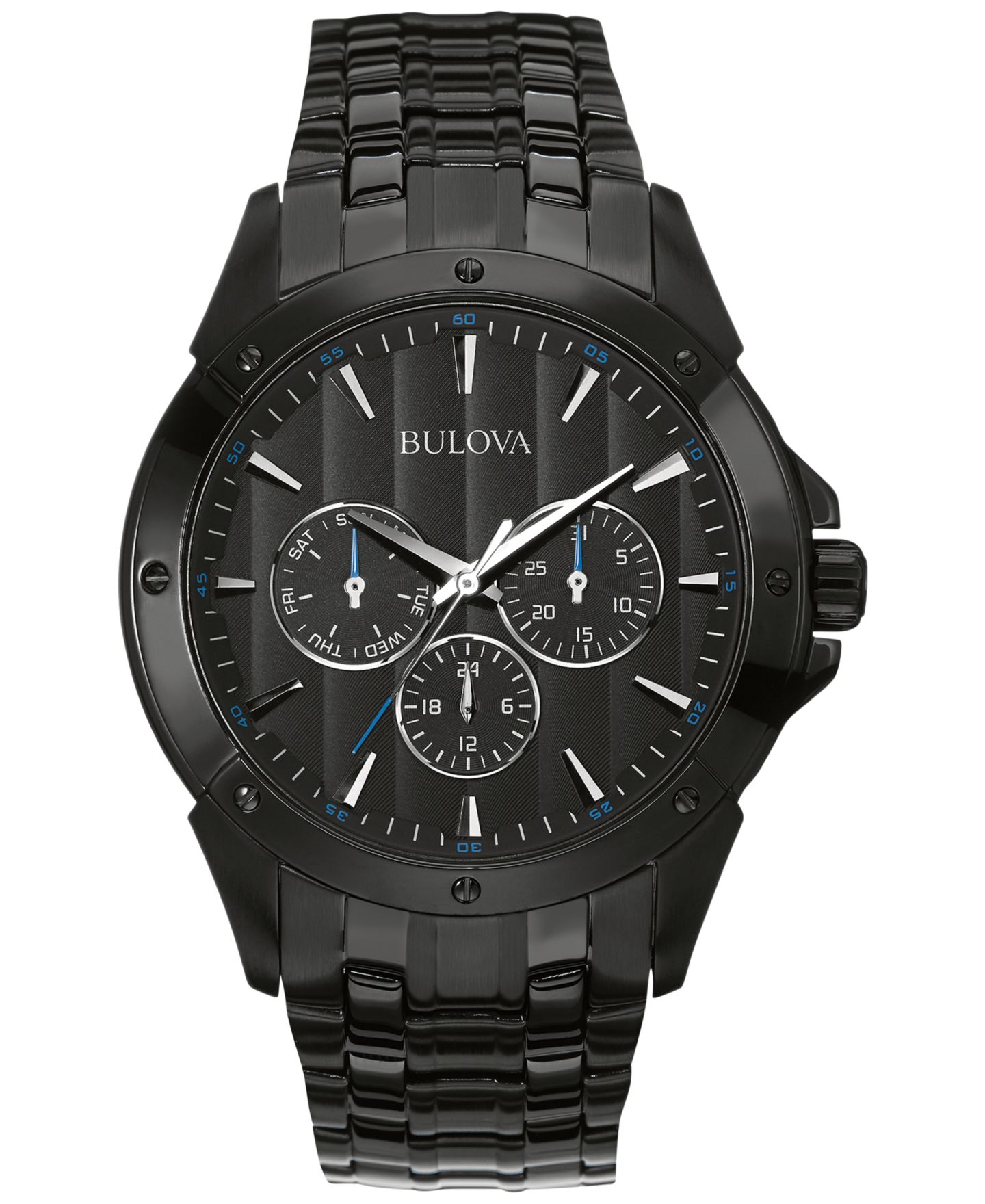 Мужские часы Bulova Black Ion-Plated Stainless Steel Bracelet Watch 43mm 98C121 — фото 1