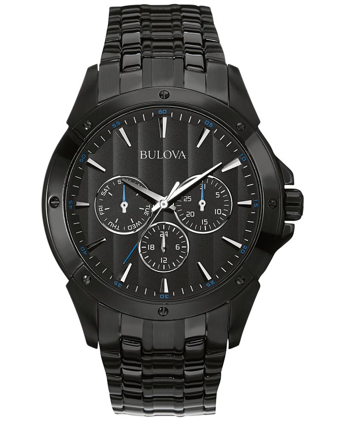 Bulova - Men's Black Ion-Plated Stainless Steel Bracelet Watch 43mm 98C121
