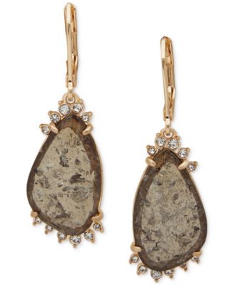 lonna & lilly - Gold-Tone Crackle Stone Drop Earrings