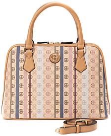 Signature Stripe Dome Faux Leather Satchel, Created for Macy's