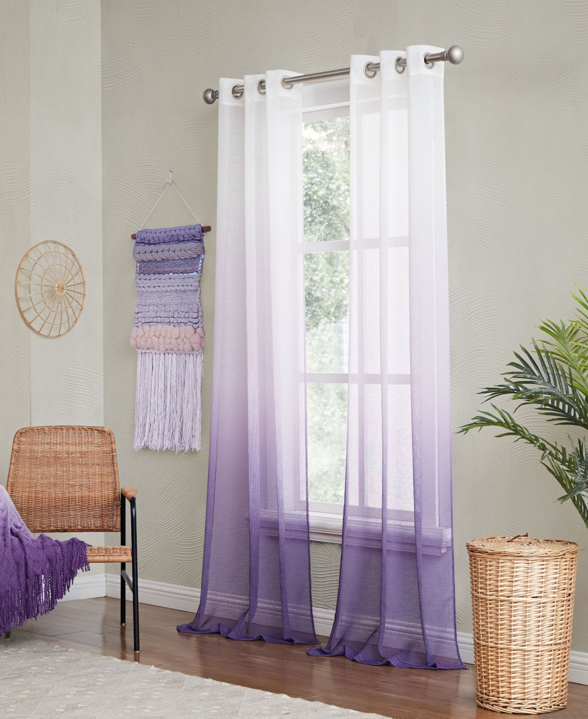 Dainty Home Shadow Window Panel Set, 76" X 84" In Purple