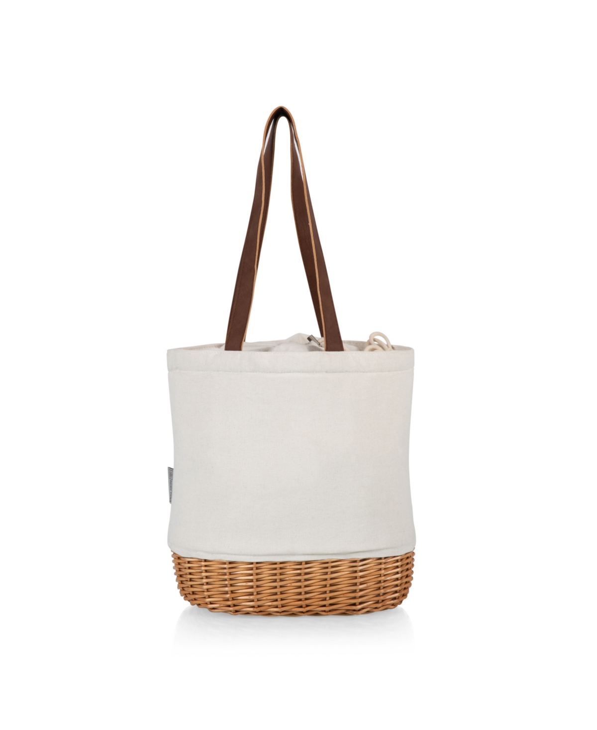 Picnic Time Pico Willow And Canvas Lunch Basket Bag In Natural Canvas