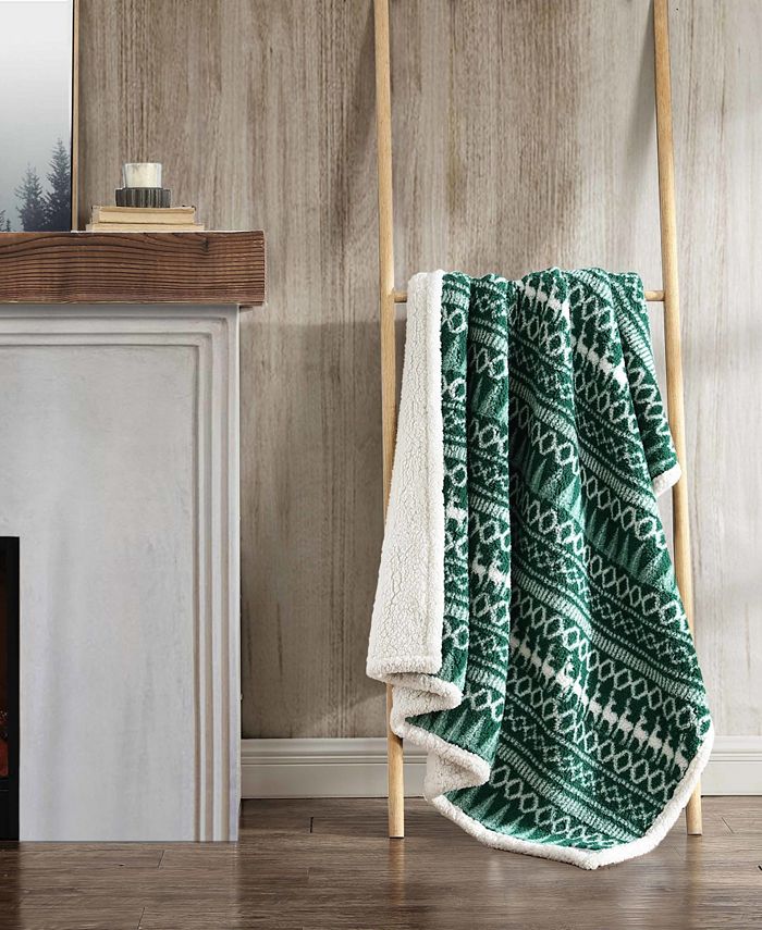 Eddie Bauer Faux Shearling Reversible Throw Blanket, 50" x 60