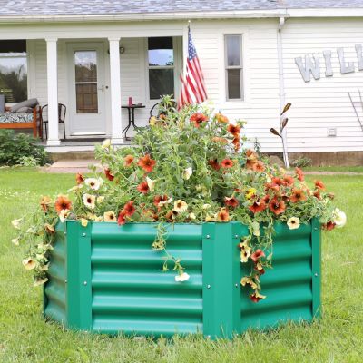 Raised Powder-Coated Steel Hexagon Planter Garden Bed Kit for Plants, Flowers, Vegetables and Herbs - 41" W x 16" Deep