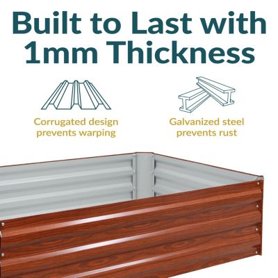 Raised Corrugated Galvanized Steel Rectangle Garden Bed, 47" W x 11.75" H