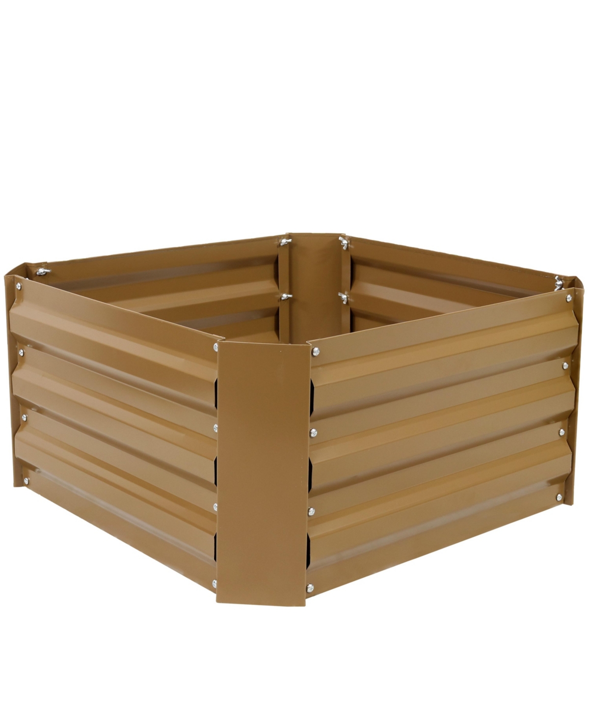 Sunnydaze Decor Galvanized Steel Square Raised Garden Bed - -- Brown