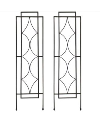 2-Piece Chic Diamonds Design Garden Trellis for Climbing Plants Set - Metal Decorative Outdoor Plant and Flower Trellis - 48-Inch Tall Each - Black