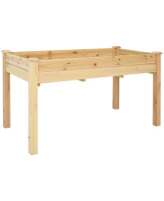 Outdoor Wood Elevated Rectangular Standing Garden Planter Box For Flower, Herb and Vegetable Gardening - 24.5" W x 48.5" D x 27.5" H - Brown