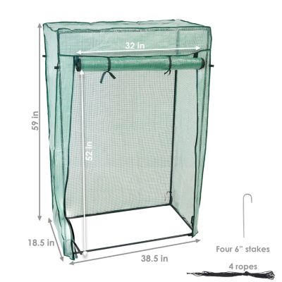 Outdoor Deluxe Portable Large Potted Plant and Starter Tomato Plant Greenhouse with Roll-Up Door - Green