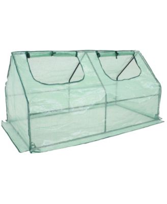 Outdoor Portable Plant Shelter Mini Greenhouse with Double Zipper Doors and Cover - Green