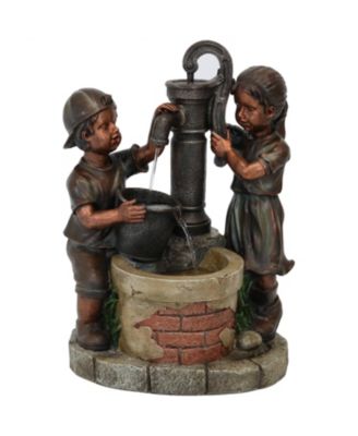 24-Inch Jack and Jill at Farmhouse Pump Outdoor Water Fountain - Electric Submersible Pump with Adjustable Flow