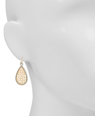 Two-Tone Pav&eacute; Lace-Look Tear-Shape Drop Earrings