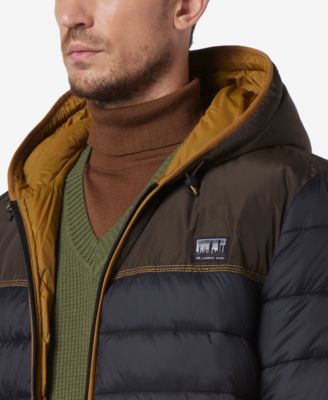 Men's Malone Mixed-Media Colorblocked Packable Hooded Jacket
