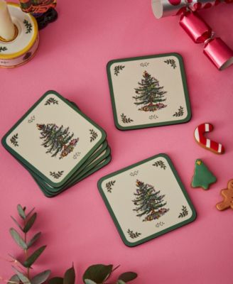 Spode Christmas Tree Coasters, Set of 6