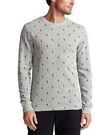 Men's Printed Waffle-Knit  Thermal Pajama Shirt