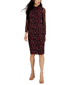 Women&apos;s Printed Long-Sleeve Fitted Midi Dress&comma; Created for Macy&apos;s
