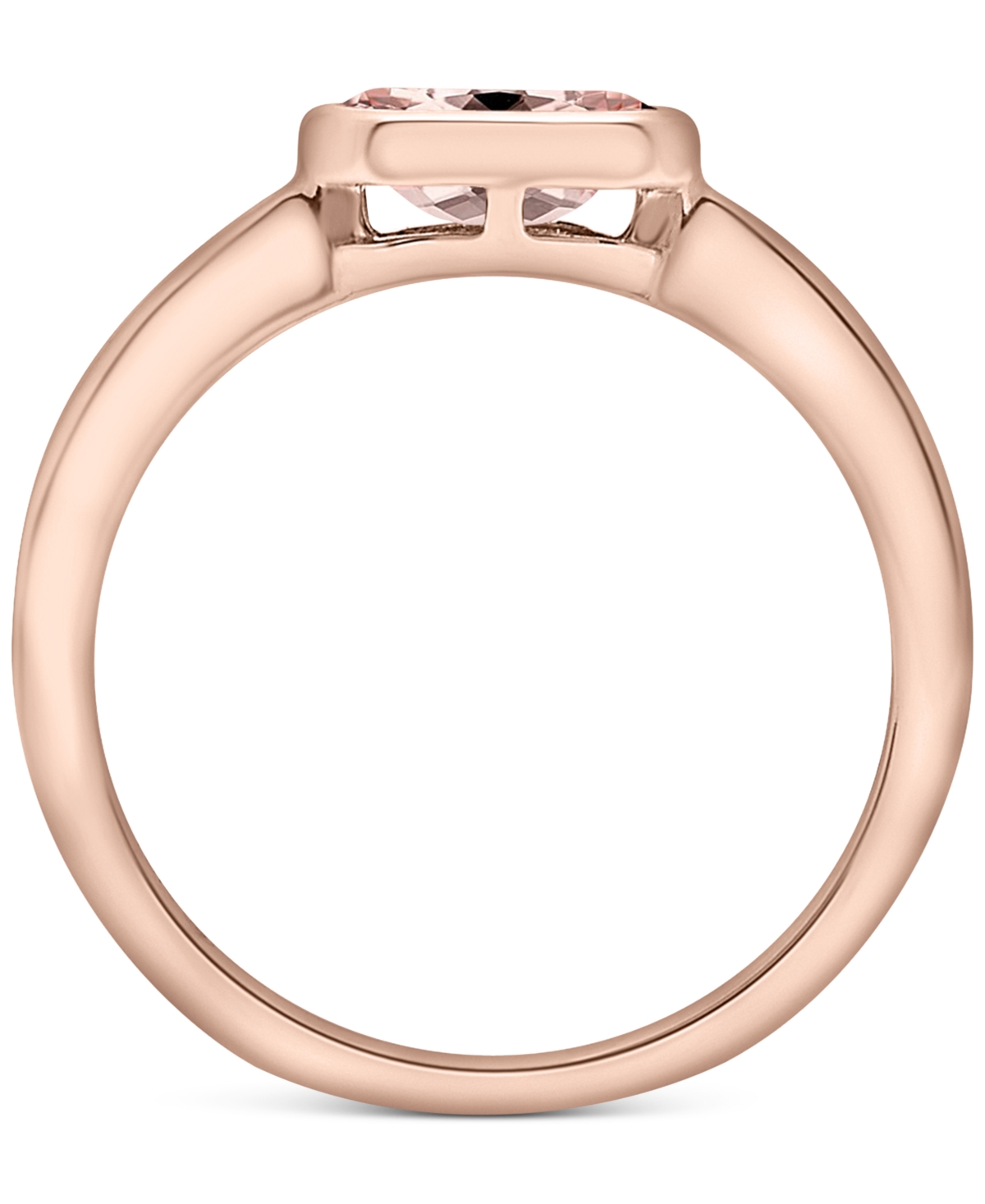 Lab-grownOval Bezel Ring (5/8 ct. t.w.) in 14k Rose Gold-Plated Sterling Silver (Also in Lab-grown Opal) - Morganite