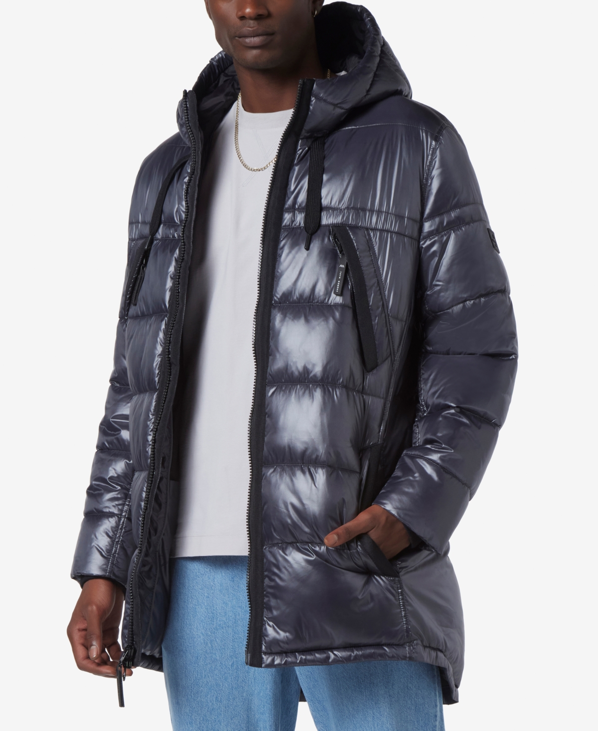 Marc New York Men s Barreto Super Wet Cire Parka with Grossgrain Trim Asphalt Smart Closet
