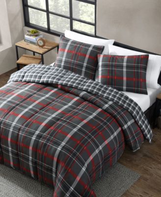 CLOSEOUT! Willow Plaid Microsuede Reversible Comforter Set, Full/Queen