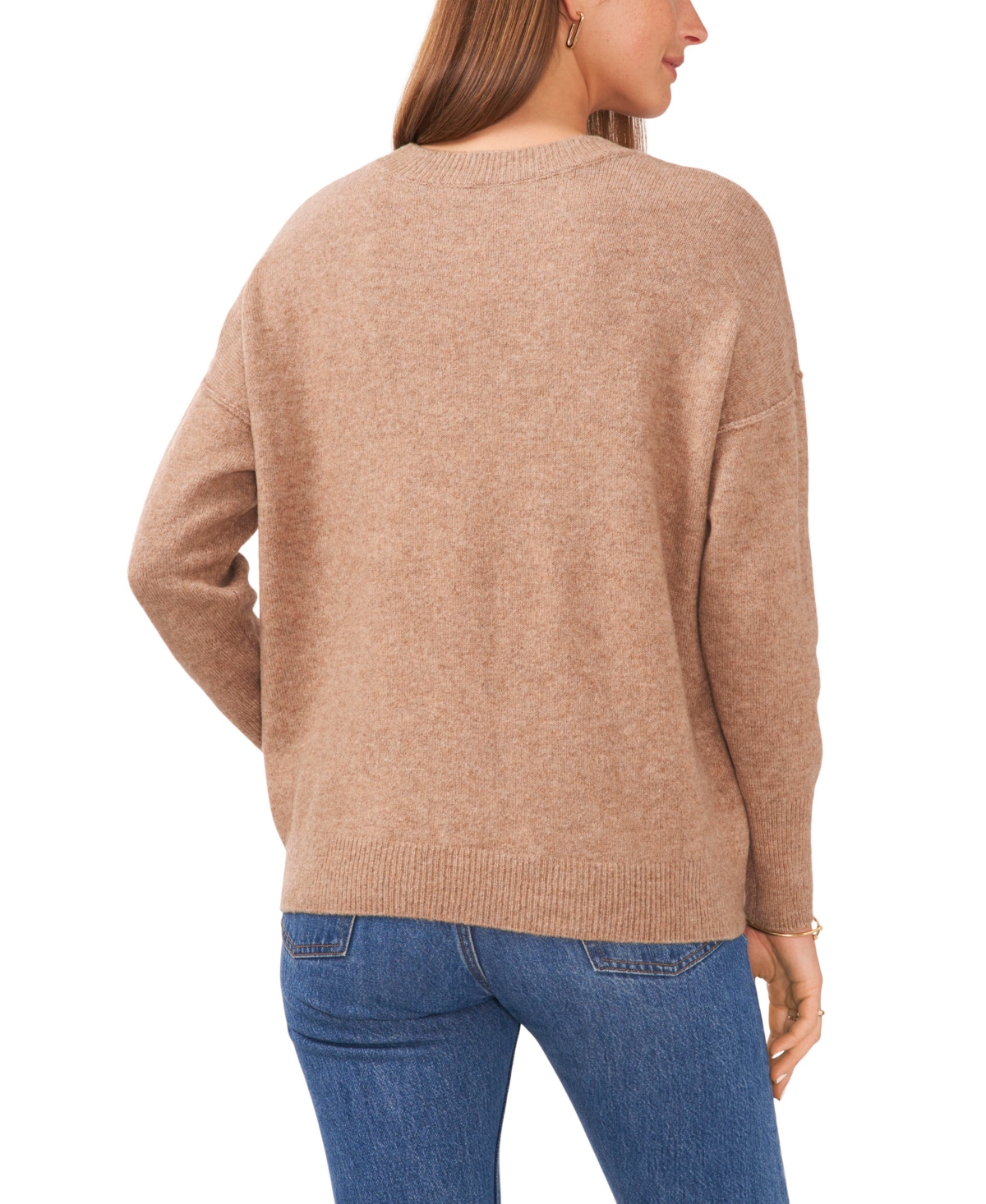 Vince Camuto Cozy Long Sleeve Extend Shoulder Sweater In Brown