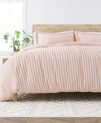 Kaycie Gray Dashed Stripe 3 Piece Duvet Cover Set Bedding