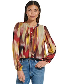 Women's Printed Button Front Blouse