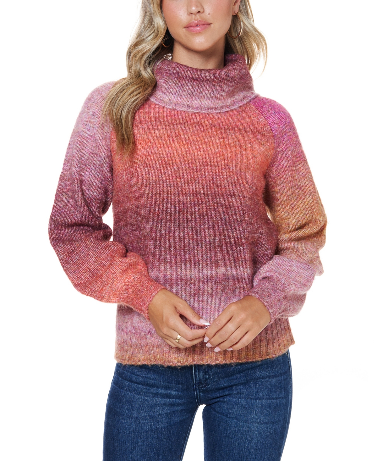 Women's Ombre Cowl Neck Sweater - Wine Multi