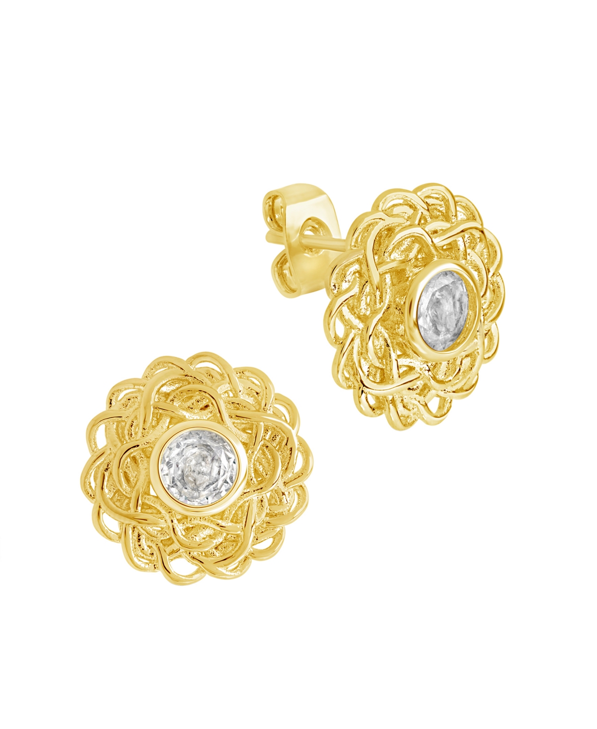 Shop Sterling Forever Cubic Zirconia Lanira Stud Earrings In Gold-plated