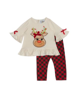 Rare Editions - Baby Girls 2-Pc. Reindeer Top & Leggings Set
