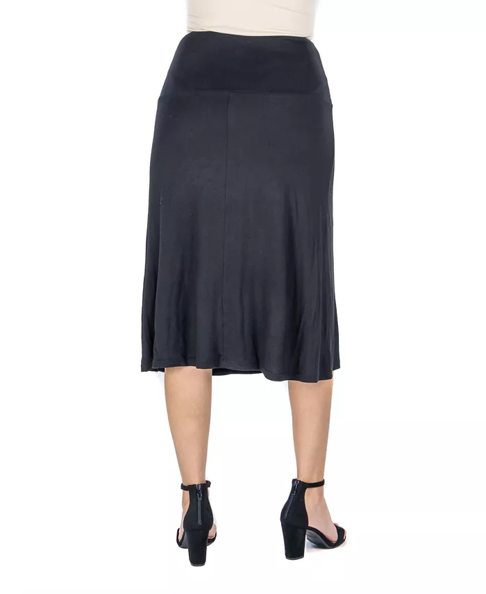 A Line Elastic Waist Knee Length Skirt - thumbnail 7
