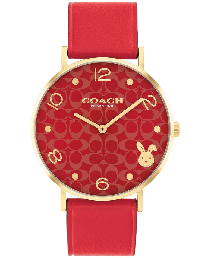 COACH Women's Perry Lunar New Year Red Leather Strap Watch, 36mm & Reviews  - All Watches - Jewelry & Watches - Macy's