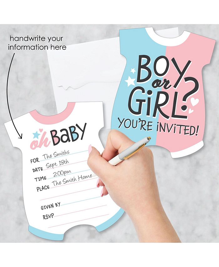 Big Dot of Happiness Baby Gender Reveal - Shaped Party Invitation Cards ...
