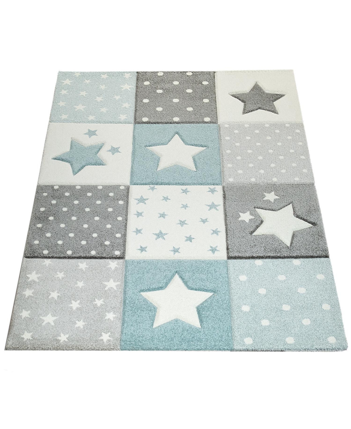 Kids Rug Cosmo Dots Stars Checkered - 32" X 59"