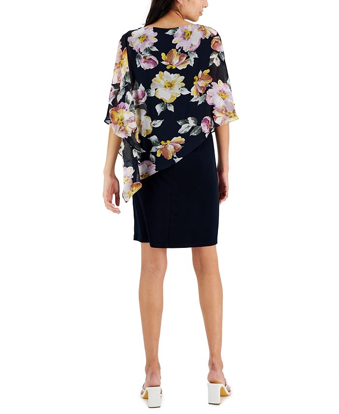 Connected Women's Asymmetrical Cape-Overlay Sheath Dress - Macy's