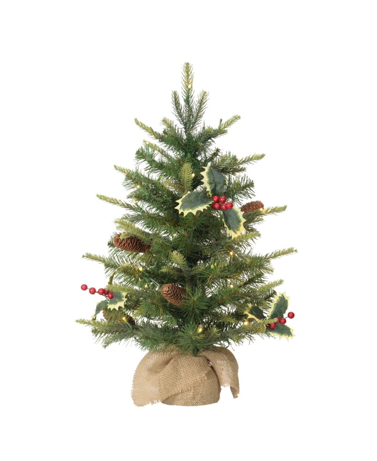 Puleo Pre-Lit Table Top Artificial Christmas Tree with Pine Cones in Sac,