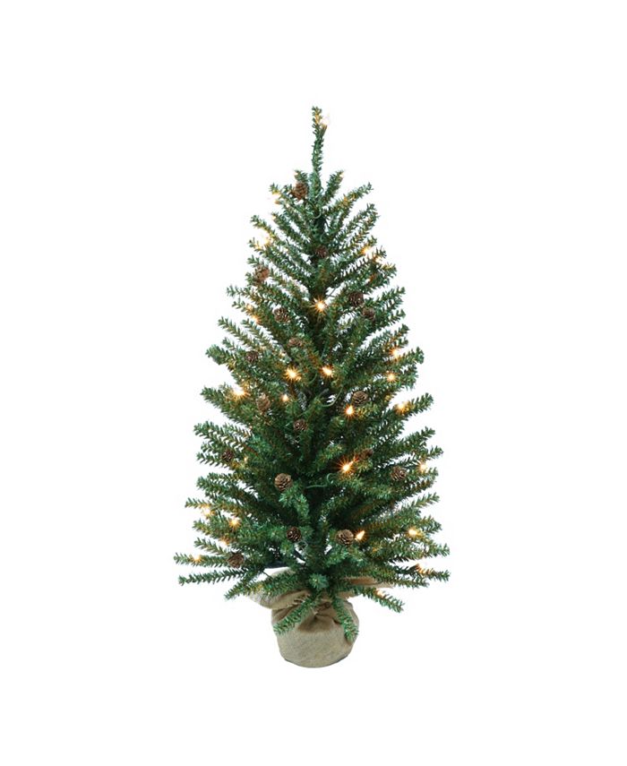 Puleo PreLit Fir Artificial Christmas Tree with Pines Cones and 100