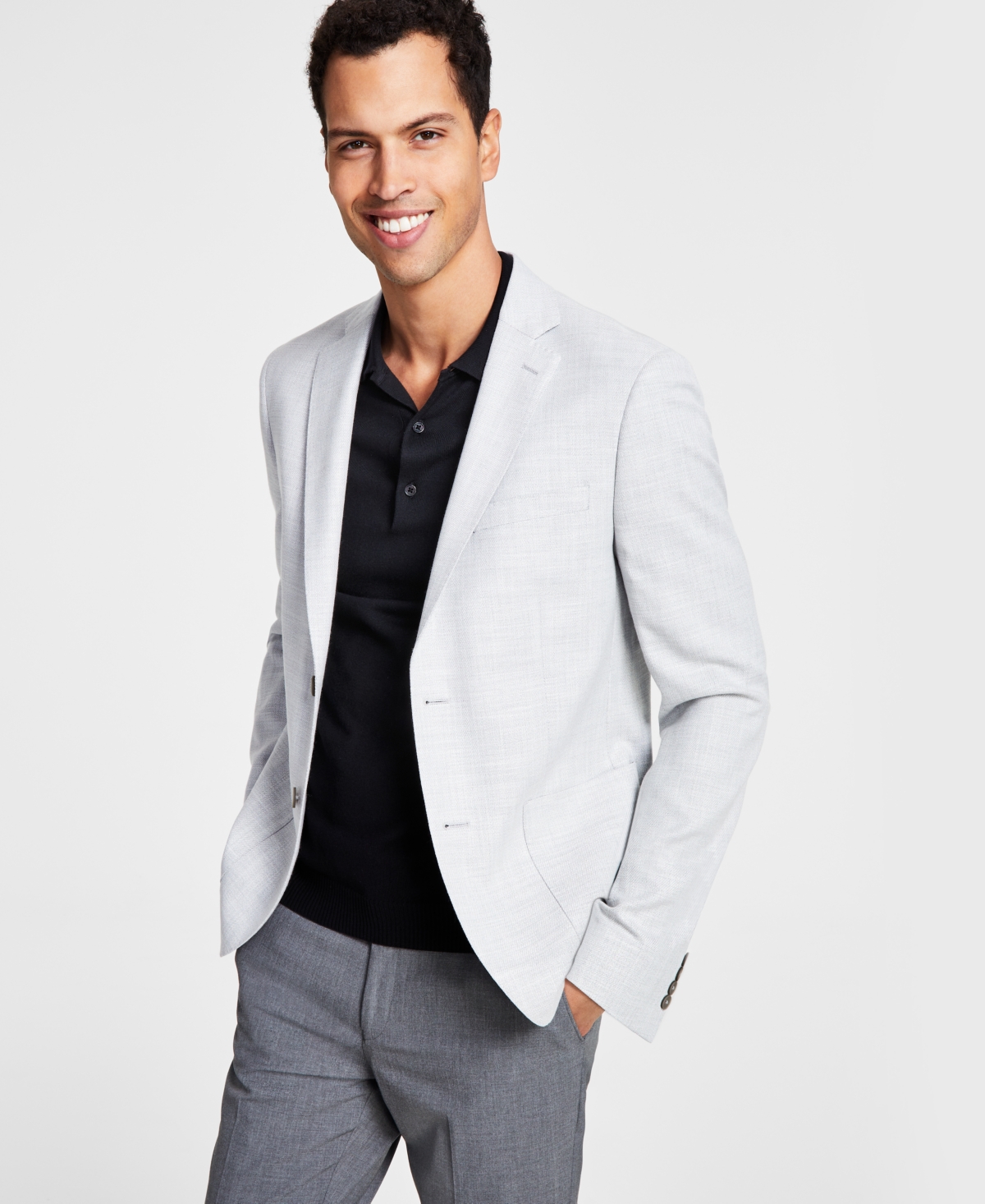 Calvin Klein Men's Solid Colored Slim-fit Soft Sport Coat In Heather,grey