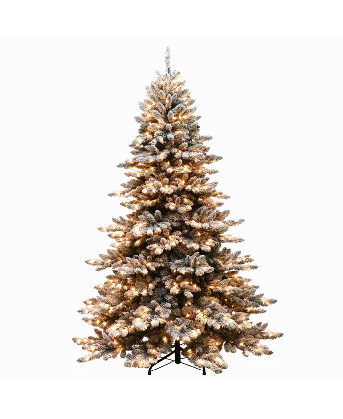 Puleo PreLit Flocked Royal Majestic Spruce Artificial Christmas Tree