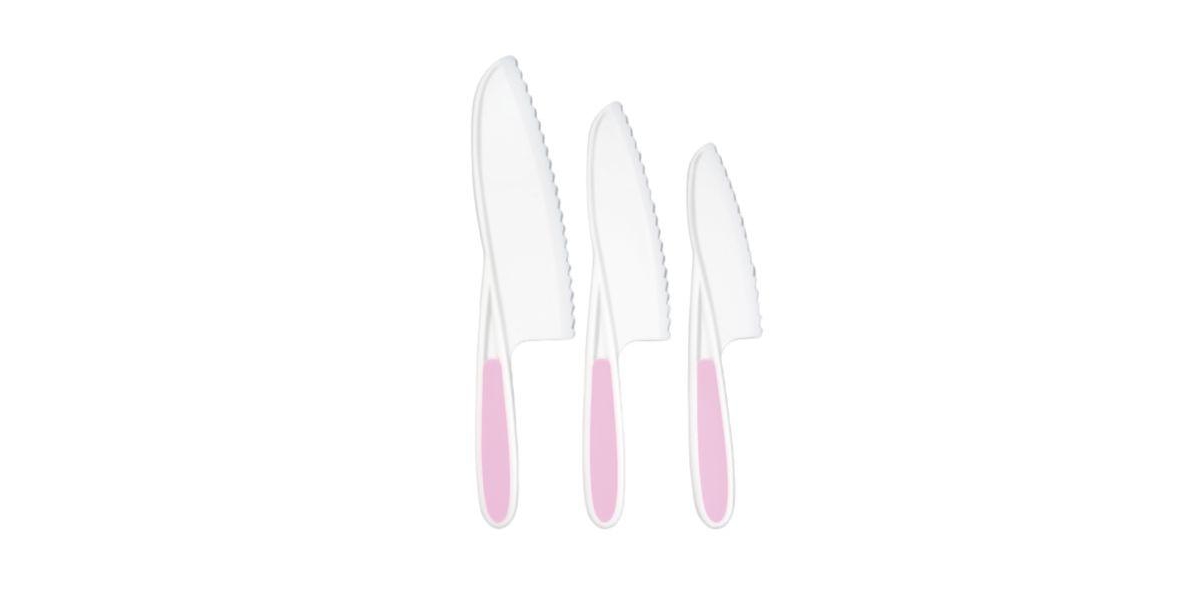 Zulay Kitchen 3-Piece Kids Knife for Real Cooking & Baking - Toddler Knives for Cutting Fruits, Veggies, & Cake