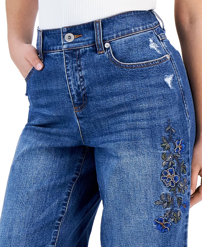 I.N.C. International Concepts Petite Mid-Rise Beaded Boyfriend Jeans ...