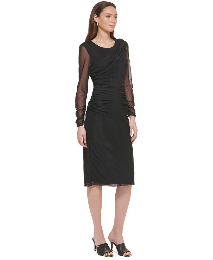 DKNY Women's Sheer Mesh-Lined Turtleneck Top - Printed Sportswear Style (Black Multi, XL) - View #12